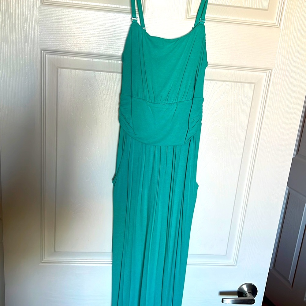 Teal Maxi Dress with Pockets and Detachable Straps